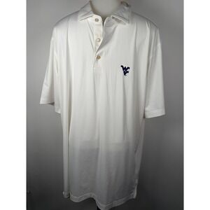 Peter Millar Mens White WVU Mountaineers Golf Polo Shirt Summer Comfort Size L